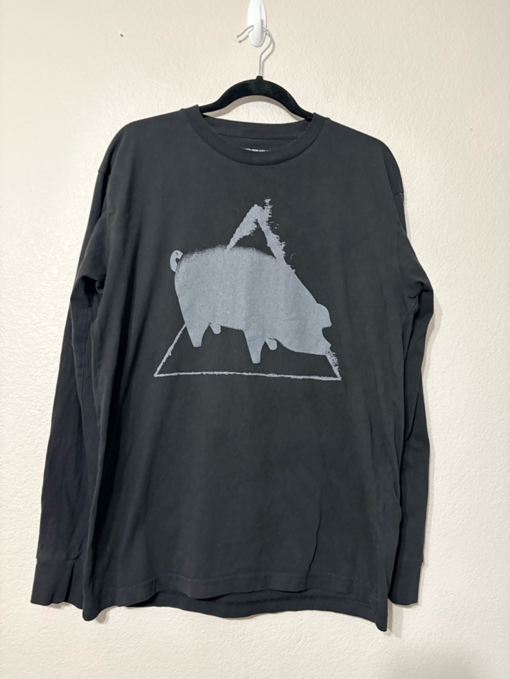 Roger Waters This is Not a Drill Black Long-Sleeve‎ Graphic T Pig Triangle Print